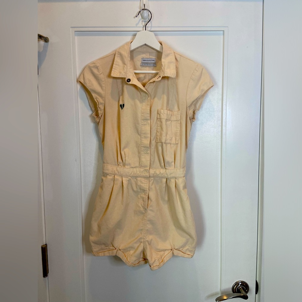 “Knock Out” Beige Corduroy Romper